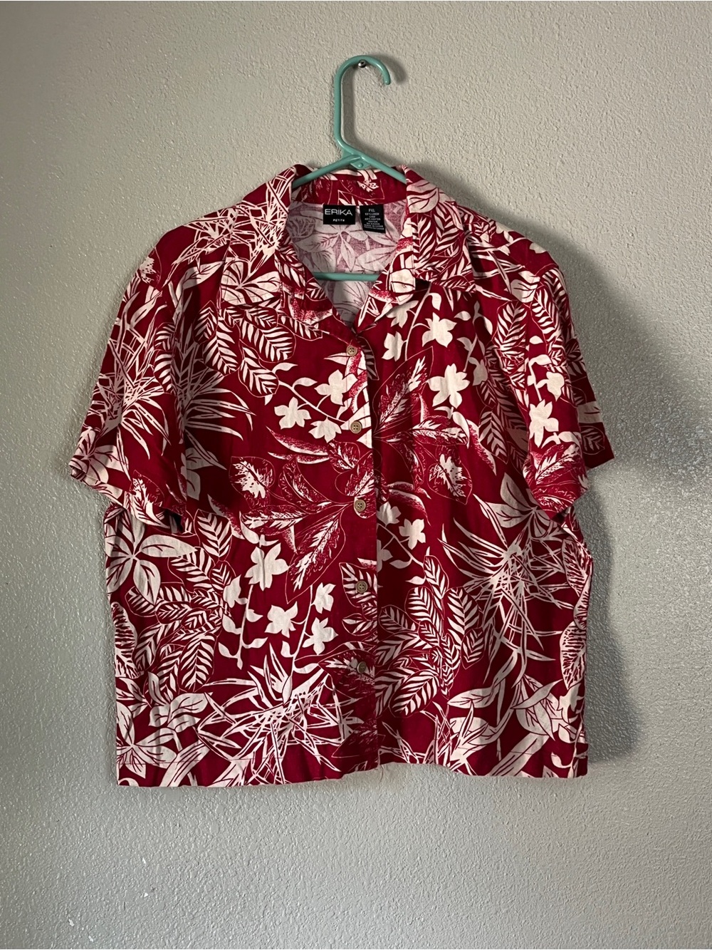 Erika Red & White Floral 100% cotton Hawaiian Shirt